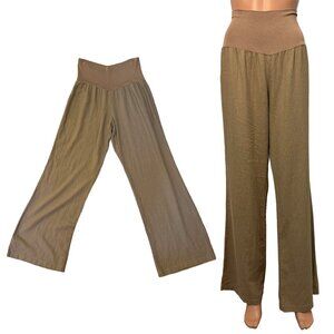 Love Culture Linen Blend Women’s Large V-Waist Khaki Straight Leg Pants